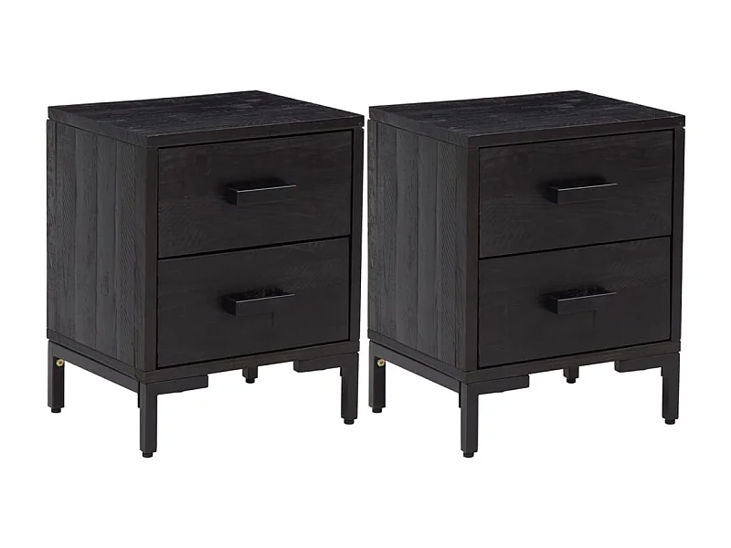 Mesitas de noche | Mesilla de noche 2 uds madera maciza de pino negro 36x30x45 cm