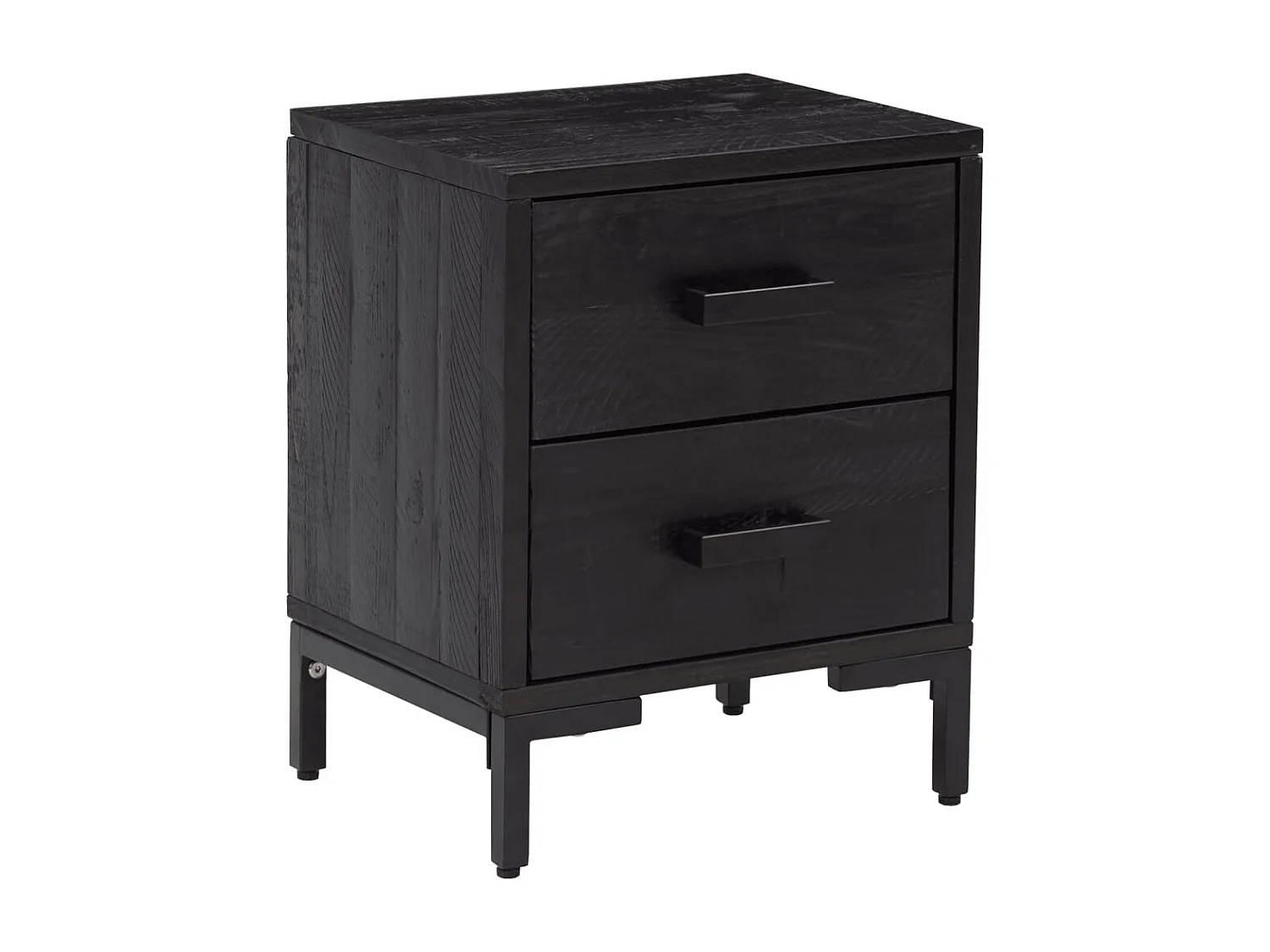 Nachttisch 2er Set-Beistelltisch-Nachttischkommode Schwarz 36x30x45 cm Massivholz Kiefer SHL31710