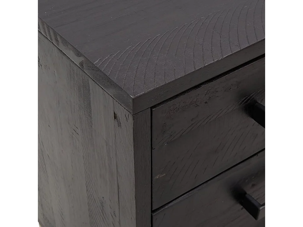 Nachttisch 2er Set-Beistelltisch-Nachttischkommode Schwarz 36x30x45 cm Massivholz Kiefer SHL31710