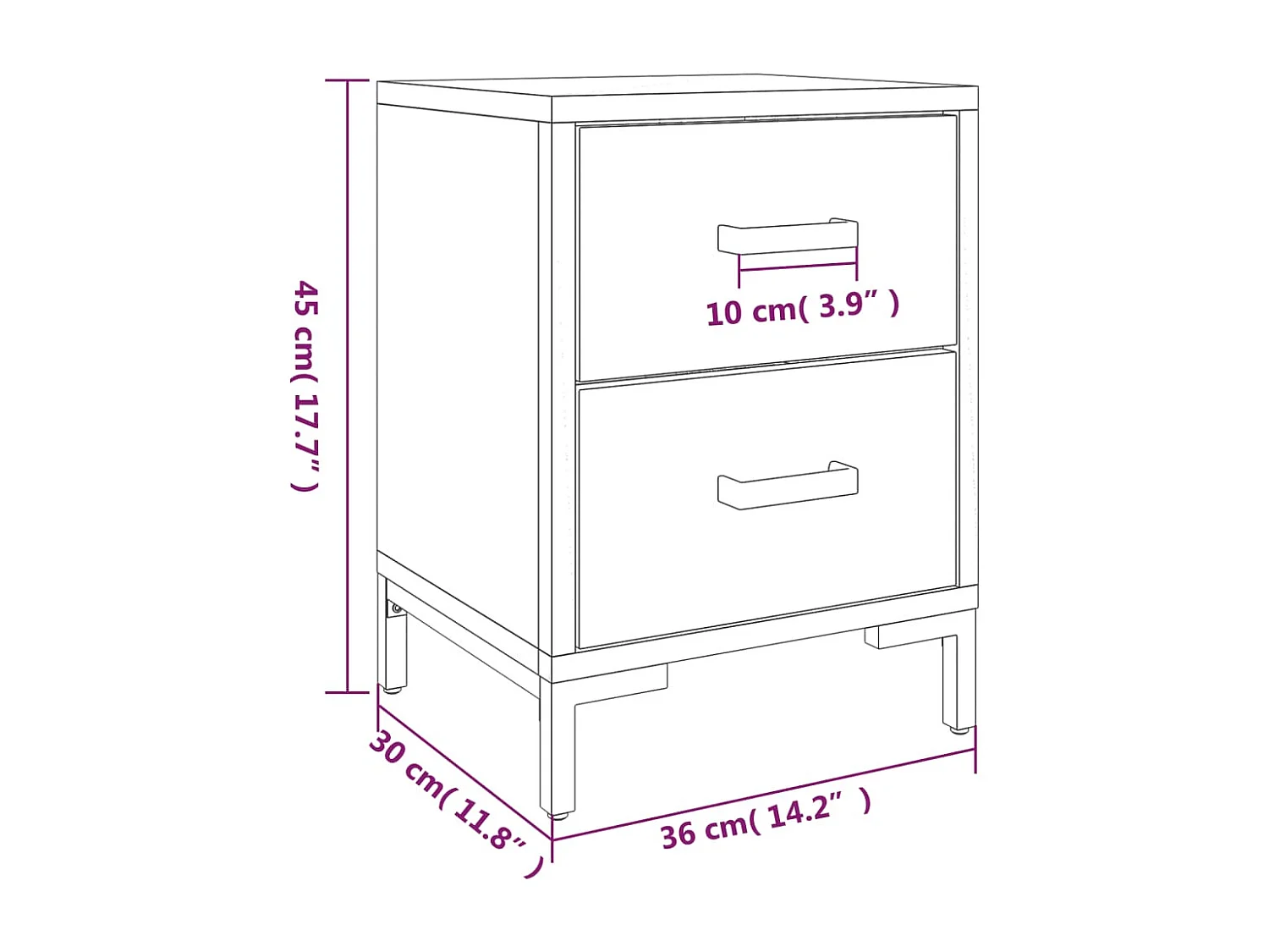 Nachttisch 2er Set-Beistelltisch-Nachttischkommode Schwarz 36x30x45 cm Massivholz Kiefer SHL31710
