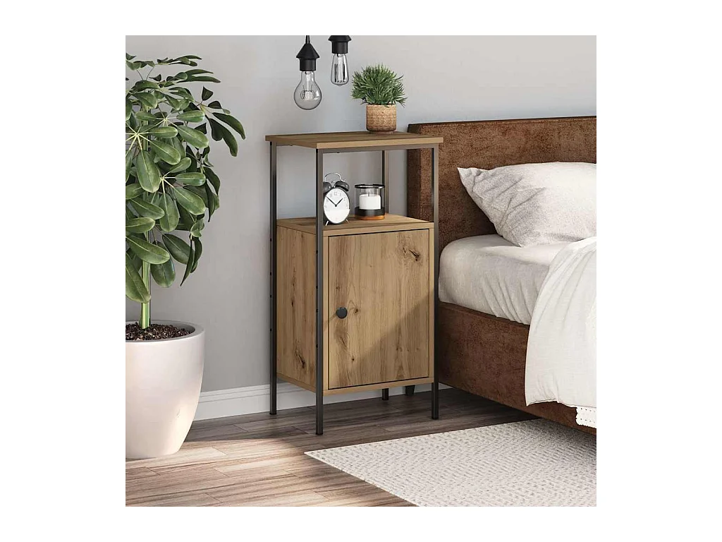Mesita de noche | Mesilla de noche madera de ingeniería roble artisan 41x31x80 cm