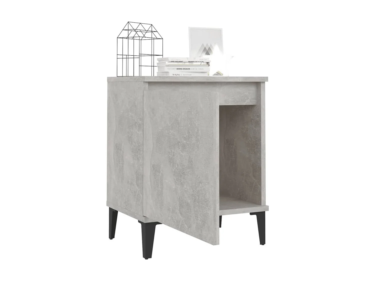 Table de chevet-Petite Table d'appoint avec pieds en métal gris béton 40x30x50 cm