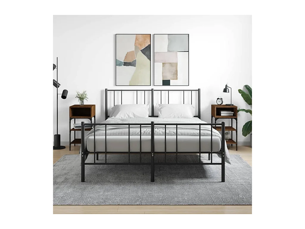 Mesita de noche | Mesilla de noche 2 uds. madera ingeniería marrón roble 35x34,5x70 cm