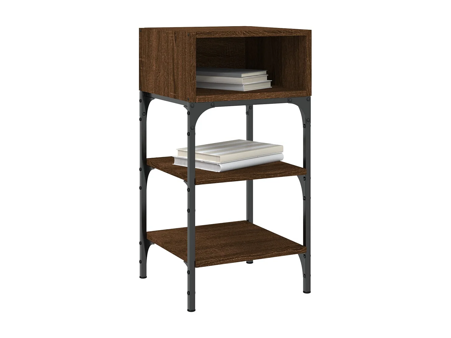 Nachttisch 2er Set-Beistelltisch Braun Eichen-Optik 35x34,5x70cm Holzwerkstoff SHL72609