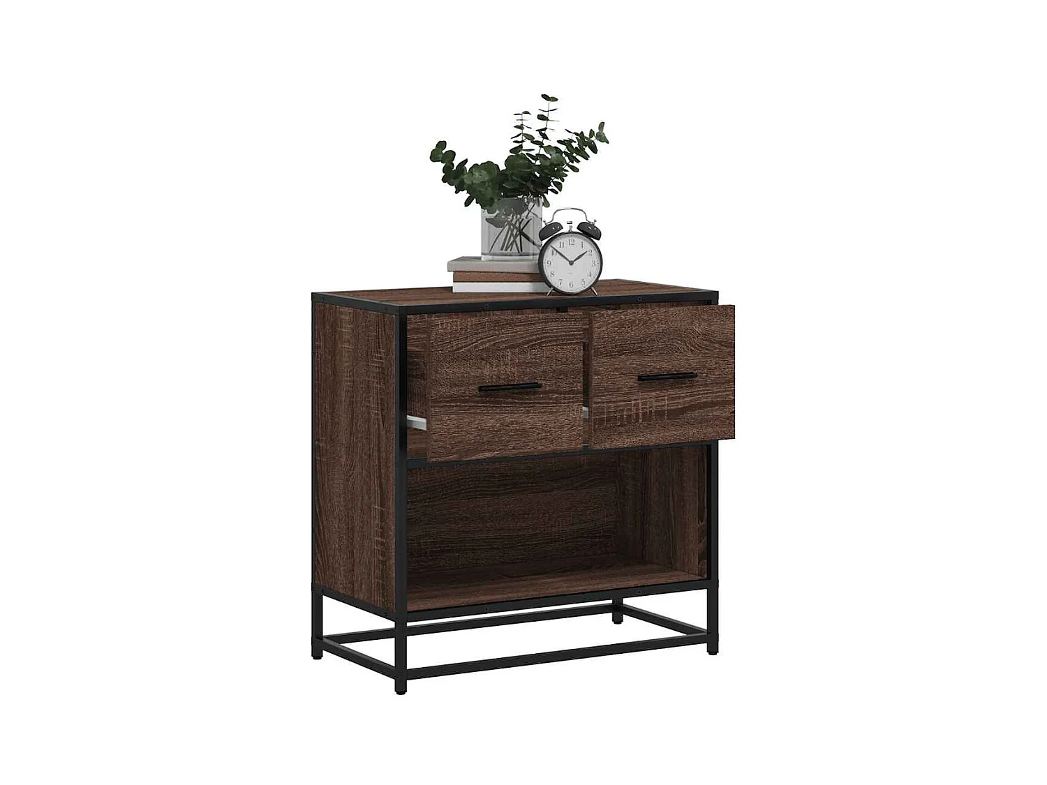 Mesilla de noche | Mesita de noche roble marrón 60x31x60 cm madera contrachapada