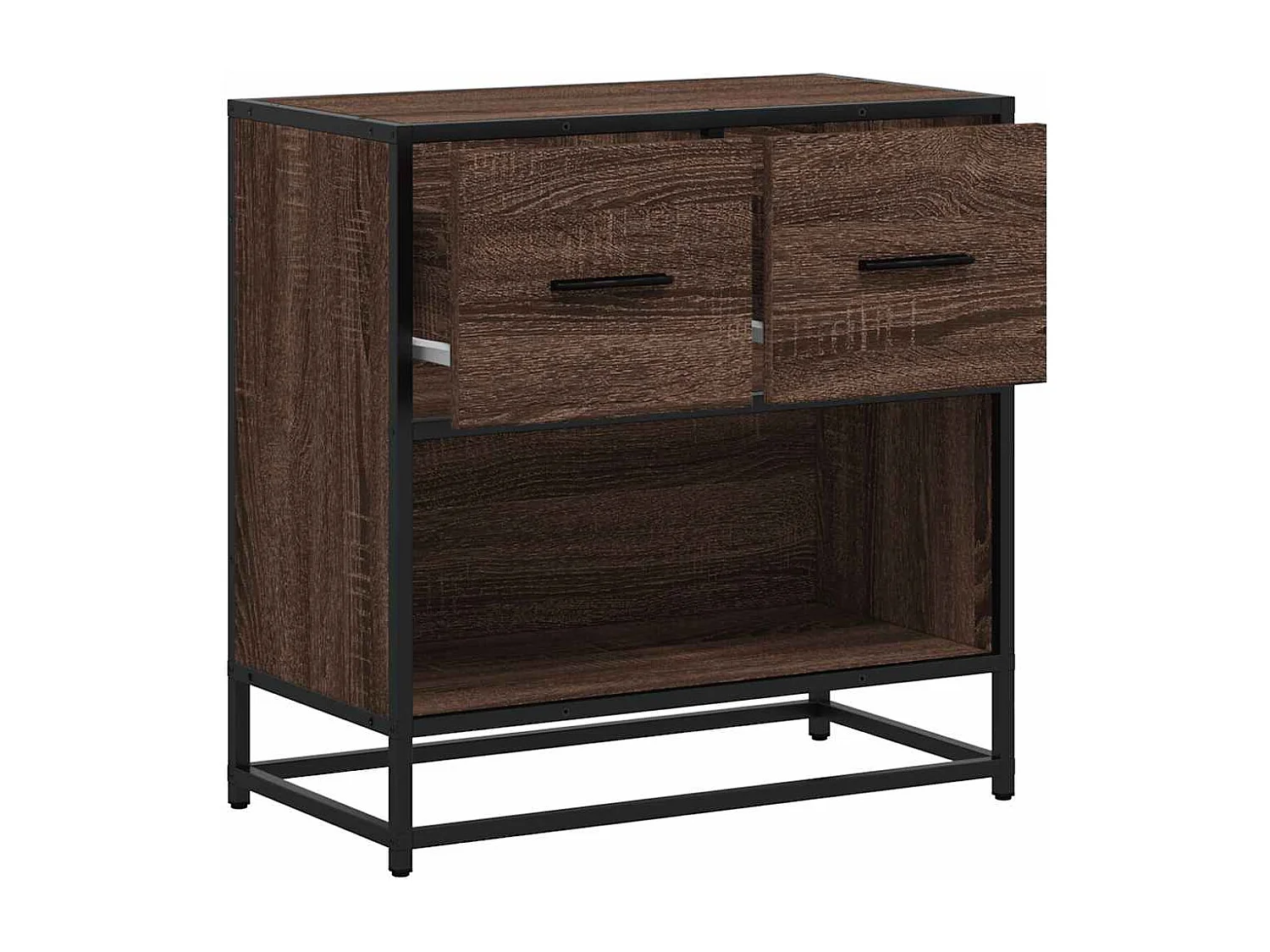 Mesilla de noche | Mesita de noche roble marrón 60x31x60 cm madera contrachapada