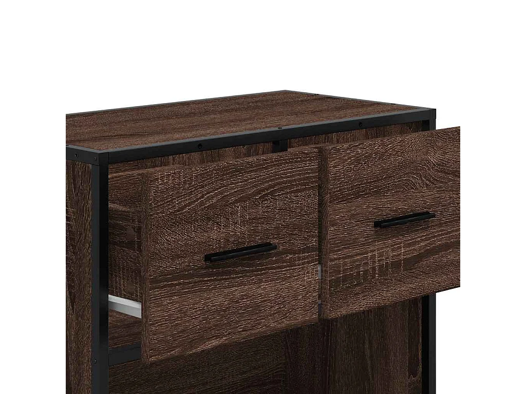 Nachttisch-Beistelltisch Braun Eichen-Optik 60x31x60 cm Holzwerkstoff Metall SHL29111