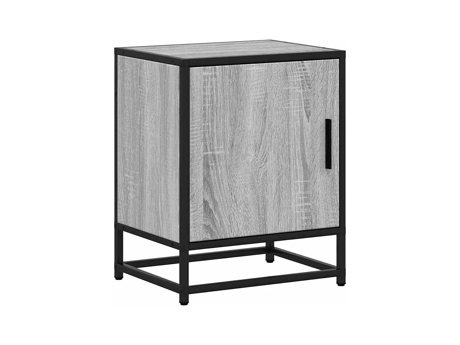 Mesita de noche | Mesilla de noche madera de ingeniería gris sonoma 40x31x50 cm metal