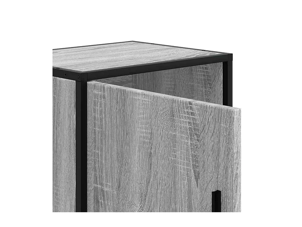 Mesita de noche | Mesilla de noche madera de ingeniería gris sonoma 40x31x50 cm metal