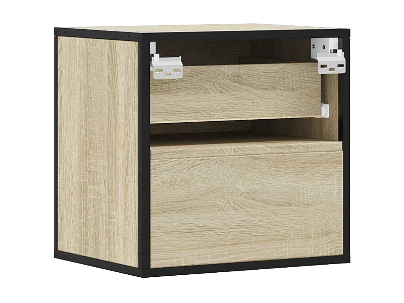 Mesita de noche | Mesilla de noche de pared color roble ahumado 40x31x39,5 cm