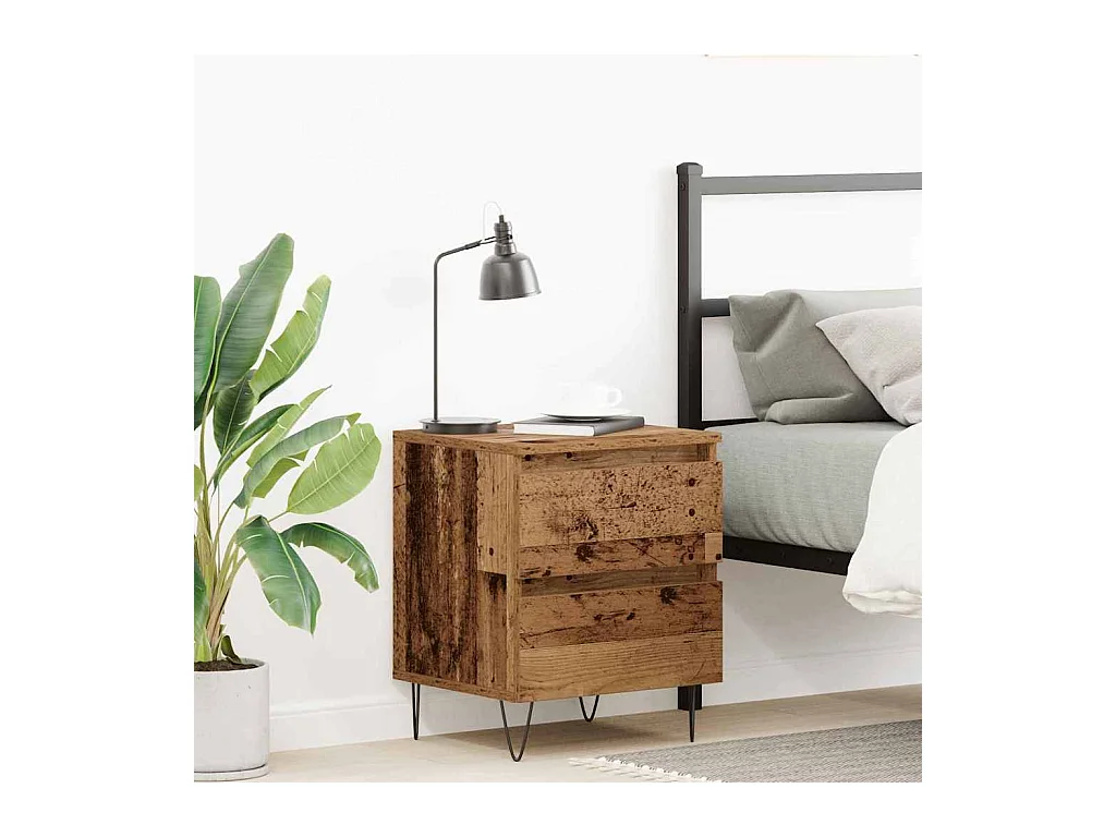 Mesita de Noche | Armario de Noche con cajón Madera vieja 40x35x50 cm