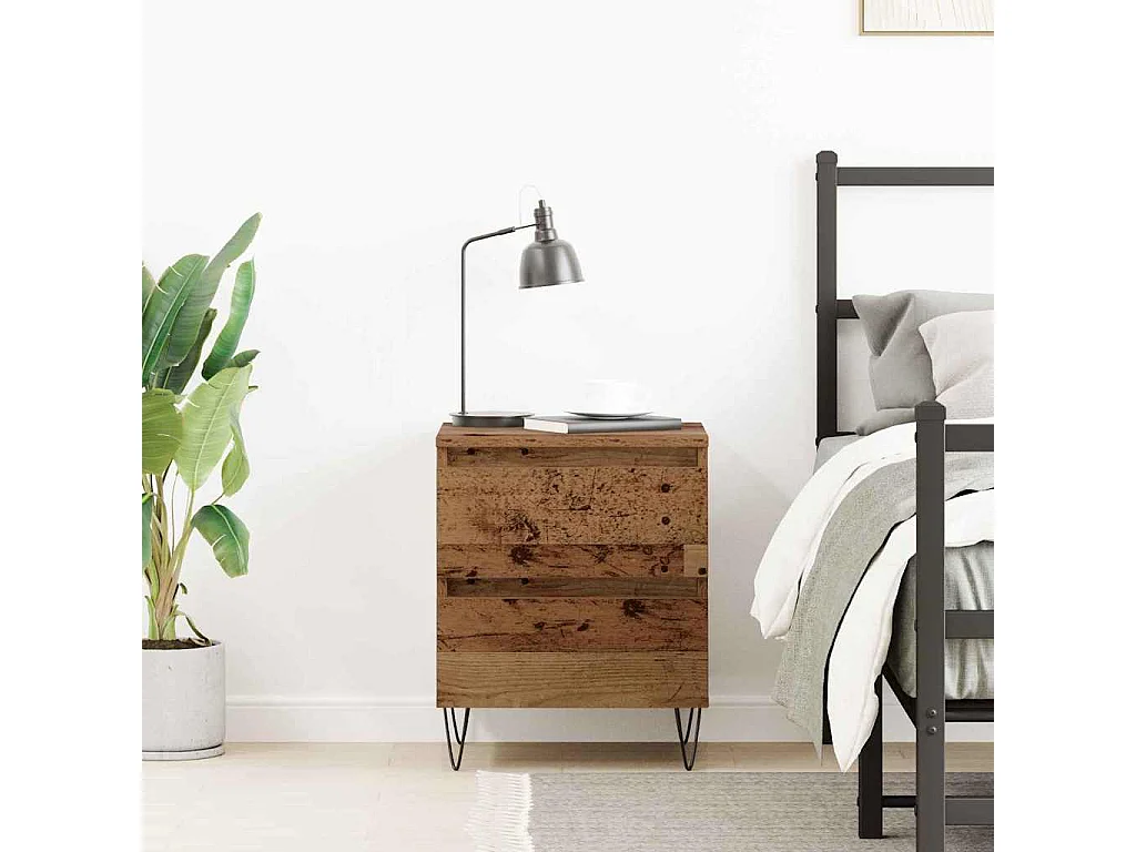 Mesita de Noche | Armario de Noche con cajón Madera vieja 40x35x50 cm