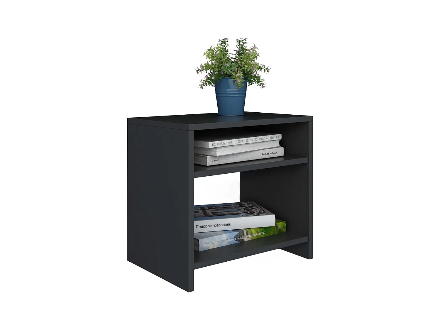 Mesita de noche | Mesilla de noche madera contrachapada negro 40x30x40 cm