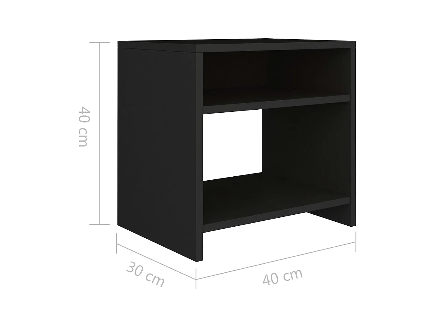 Mesita de noche | Mesilla de noche madera contrachapada negro 40x30x40 cm