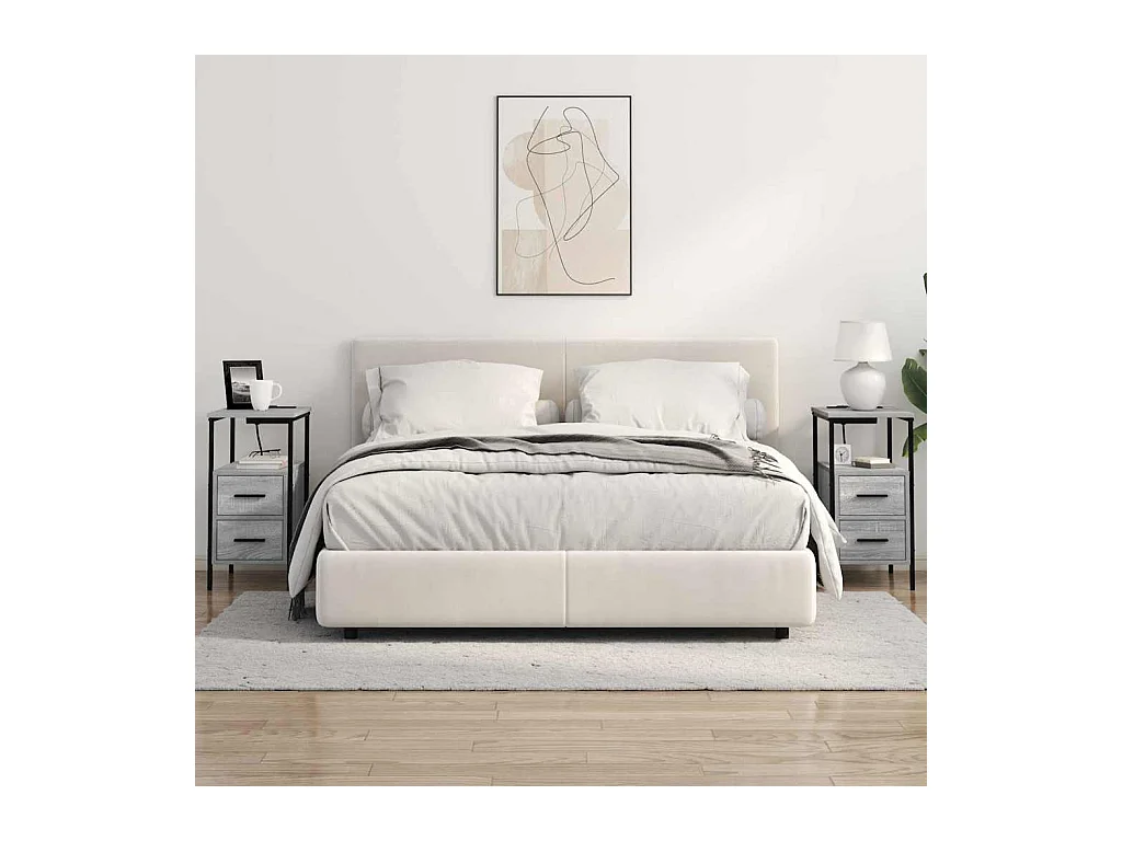 Mesa de Noche | Mesa auxiliar con cajón 2 uds. Gris sonoma 30x48x61 cm