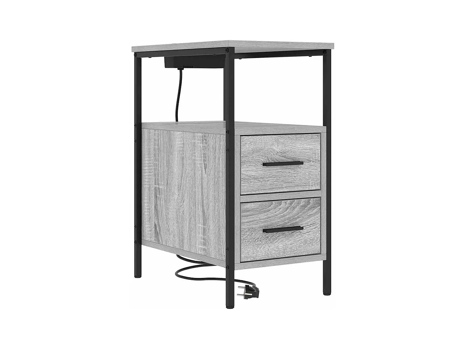 Mesa de Noche | Mesa auxiliar con cajón 2 uds. Gris sonoma 30x48x61 cm