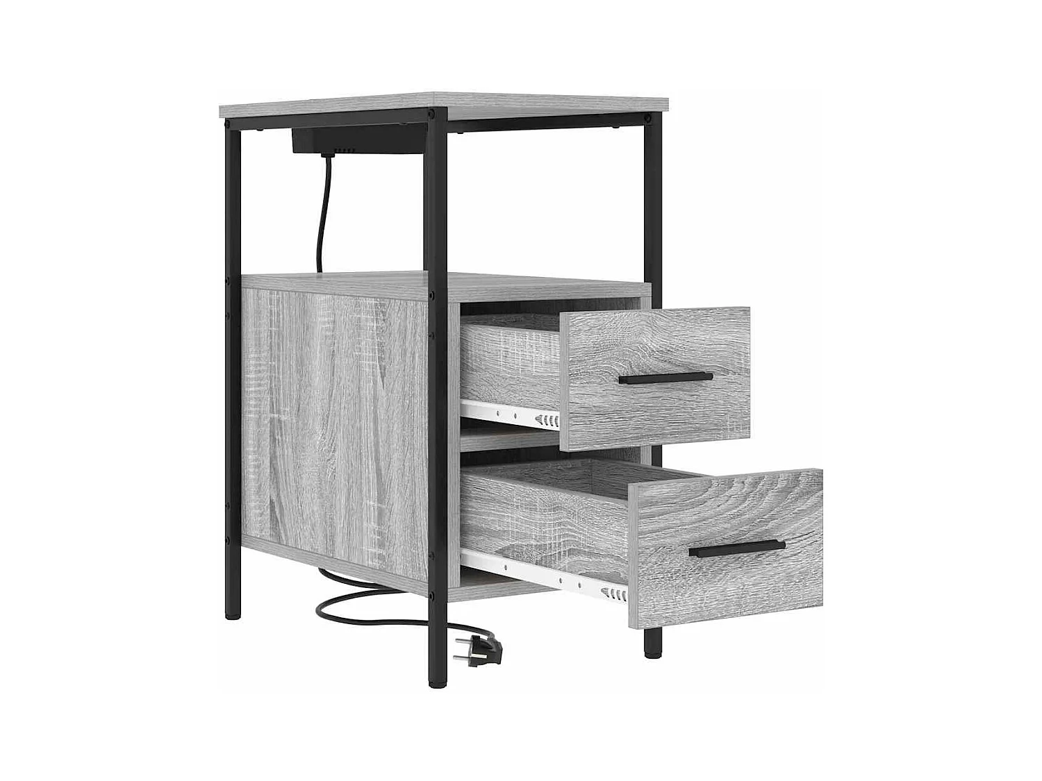 Mesa de Noche | Mesa auxiliar con cajón 2 uds. Gris sonoma 30x48x61 cm