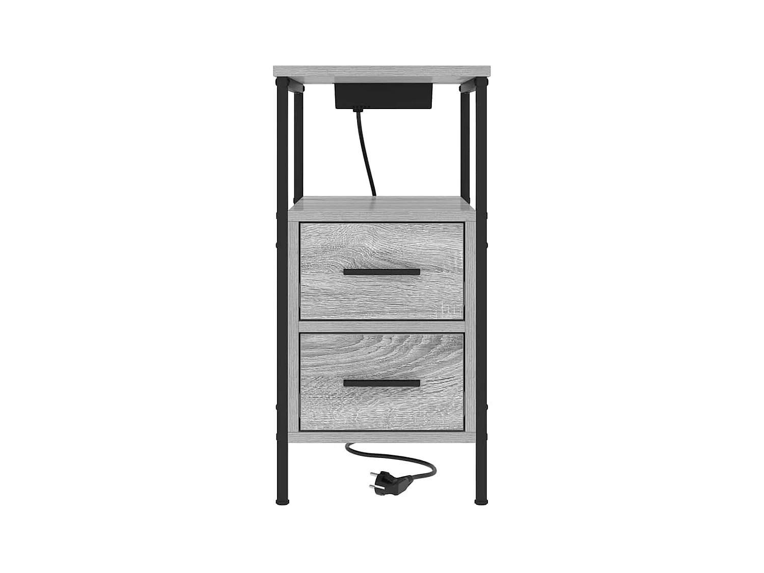 Mesa de Noche | Mesa auxiliar con cajón 2 uds. Gris sonoma 30x48x61 cm