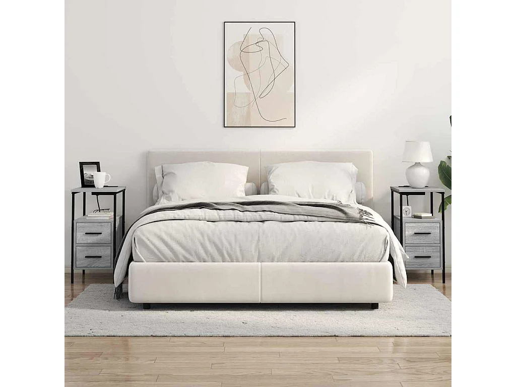 Mesa de Noche | Mesa auxiliar con cajón 2 uds. Gris sonoma 30x48x61 cm