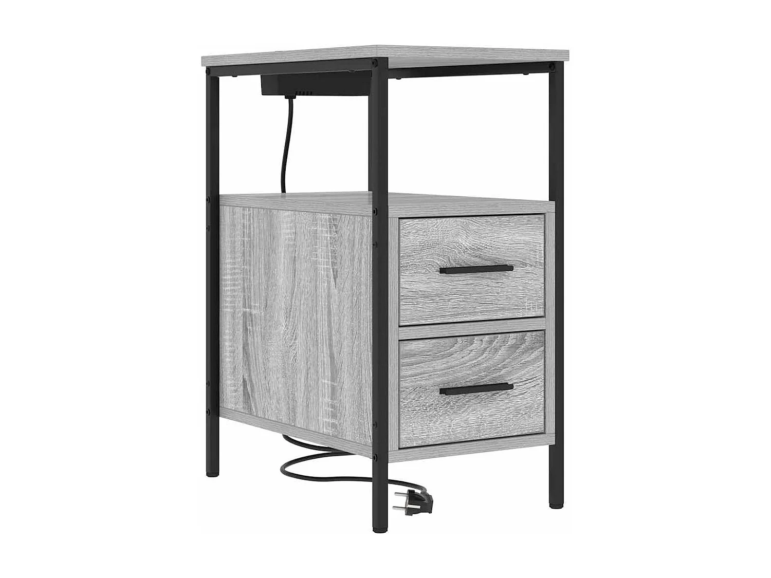 Mesa de Noche | Mesa auxiliar con cajón 2 uds. Gris sonoma 30x48x61 cm