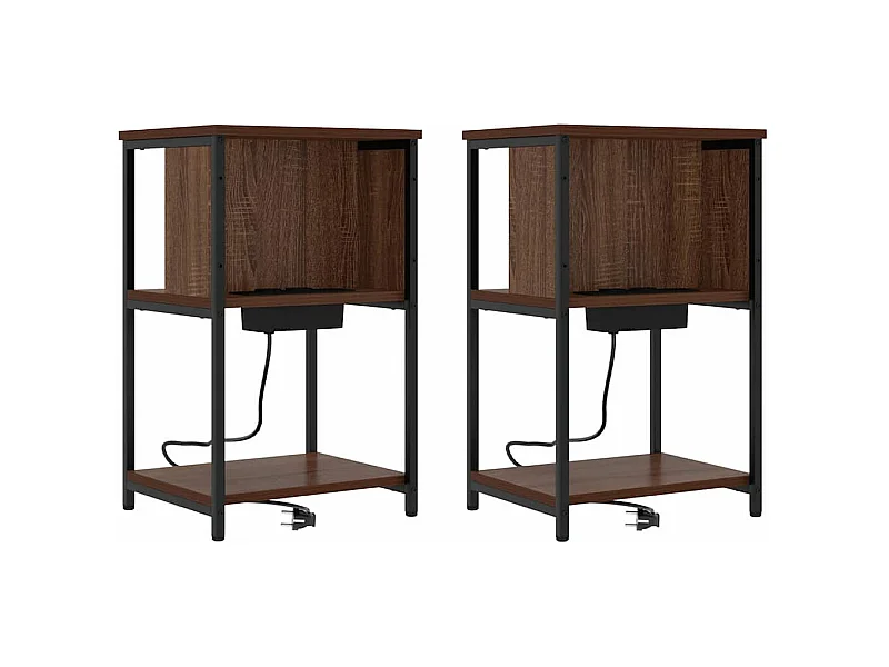 Mesita de Noche | Mesa auxiliar | Armario de Noche 2 uds. Marrón roble 38x31x61 cm