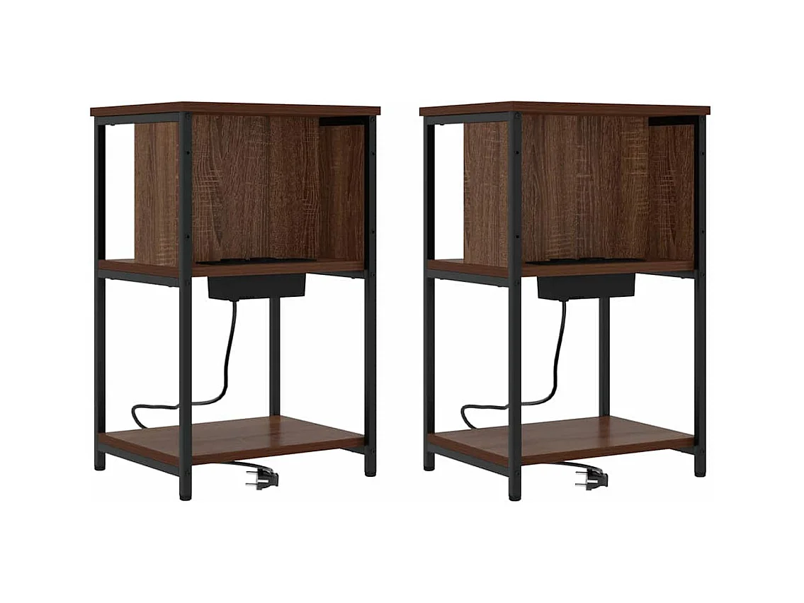 Mesita de Noche | Mesa auxiliar | Armario de Noche 2 uds. Marrón roble 38x31x61 cm