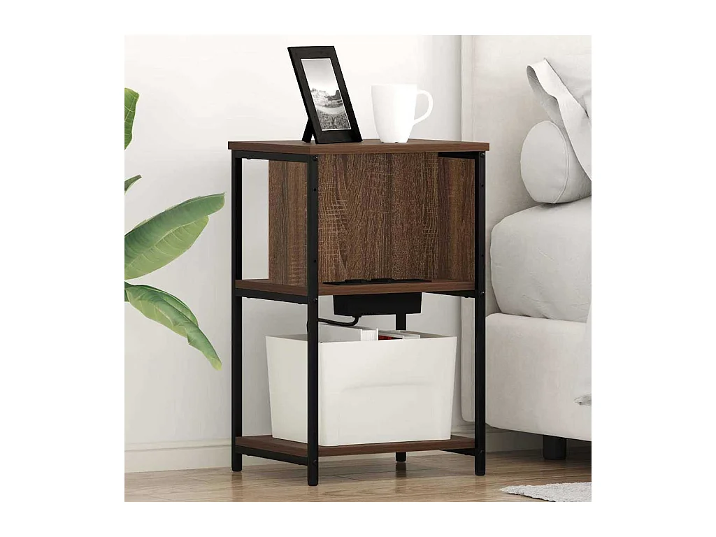 Mesita de Noche | Mesa auxiliar | Armario de Noche 2 uds. Marrón roble 38x31x61 cm