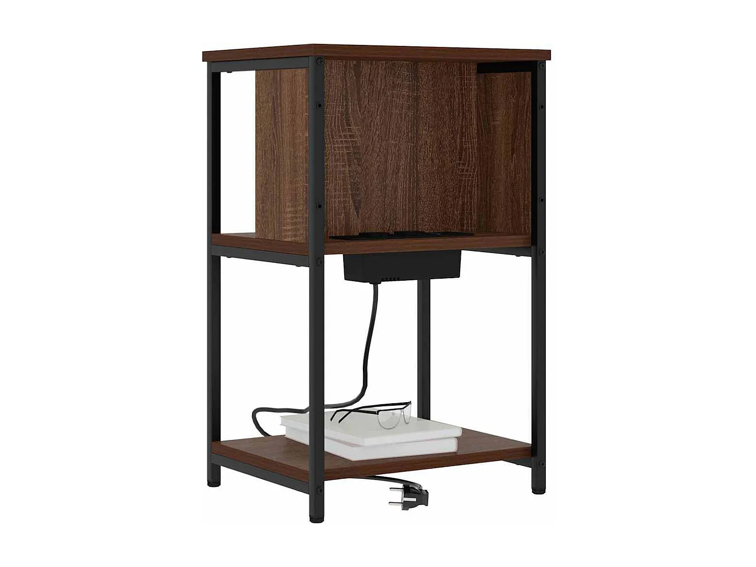 Nachttisch 2er Set-Beistelltisch Braun Eichen-Optik 38 x 31 x 61 cm SHL92455