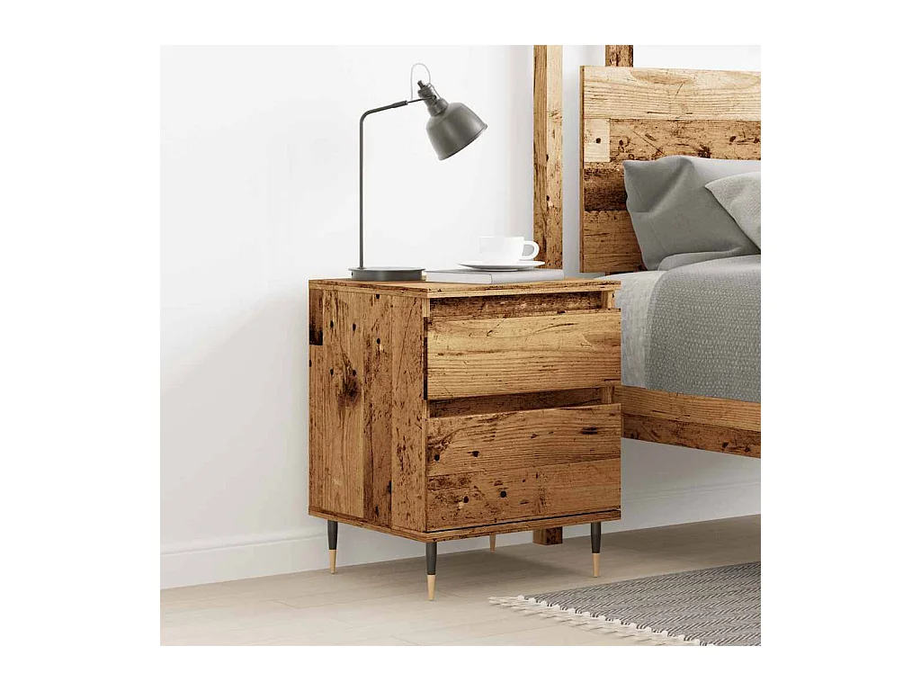 Mesita de noche | Mesilla de noche madera ingeniería madera envejecida 40x35x50 cm