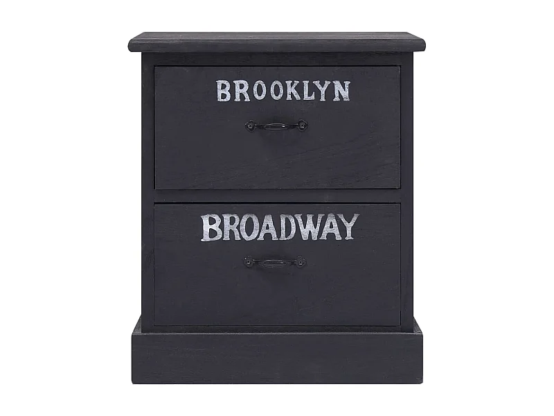 Mesita de noche | Mesilla de noche madera de Paulownia negro 38x28x45 cm