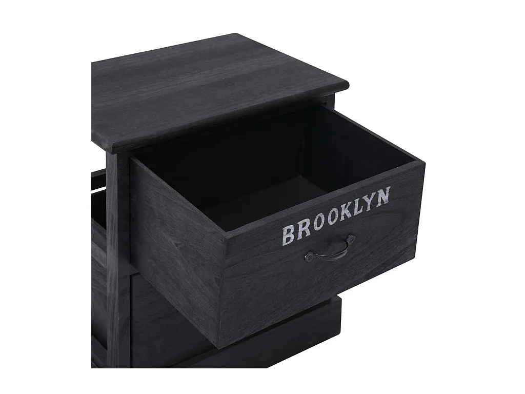 Mesita de noche | Mesilla de noche madera de Paulownia negro 38x28x45 cm