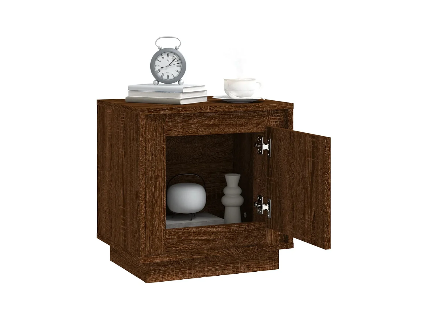 Mesita de noche | Mesilla de noche 2 uds madera contrachapada marrón roble 44x35x45cm