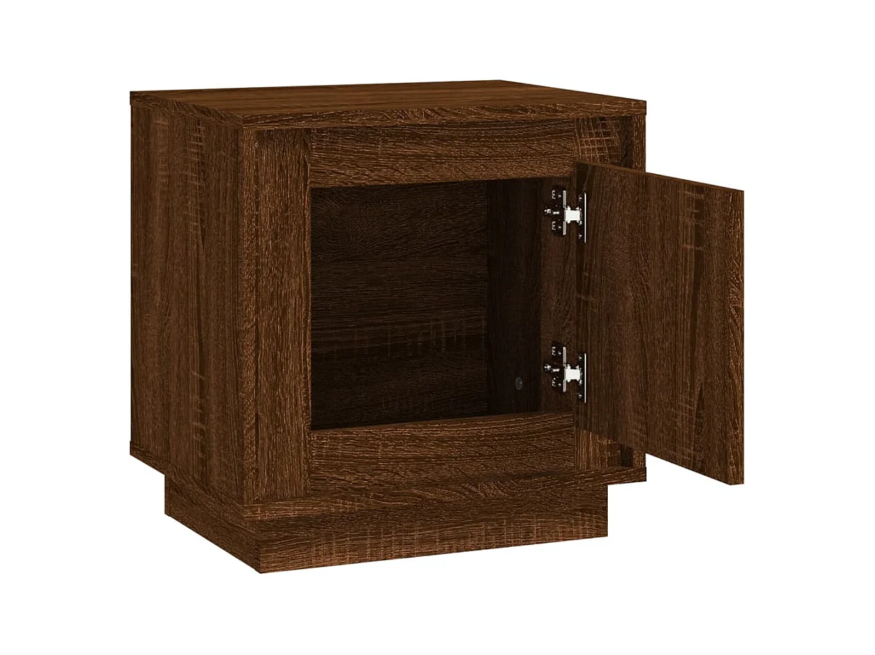 Mesita de noche | Mesilla de noche 2 uds madera contrachapada marrón roble 44x35x45cm