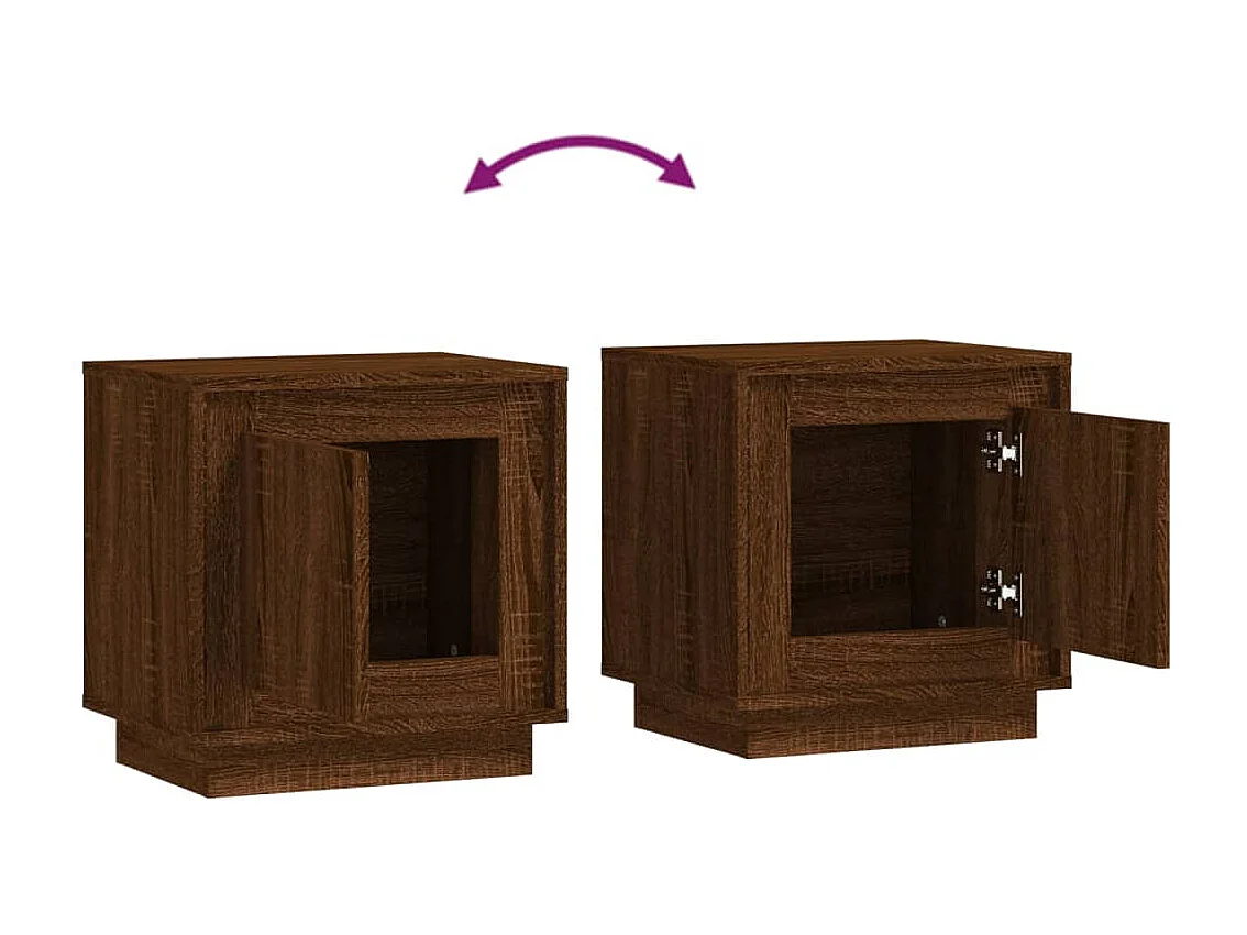 Mesita de noche | Mesilla de noche 2 uds madera contrachapada marrón roble 44x35x45cm