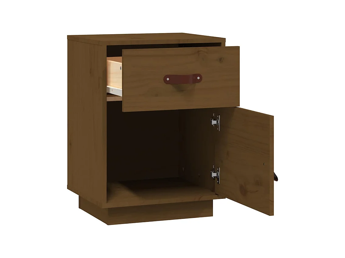 Mesitas de noche | Mesilla de noche 2 uds madera de pino marrón miel 40x34x55 cm