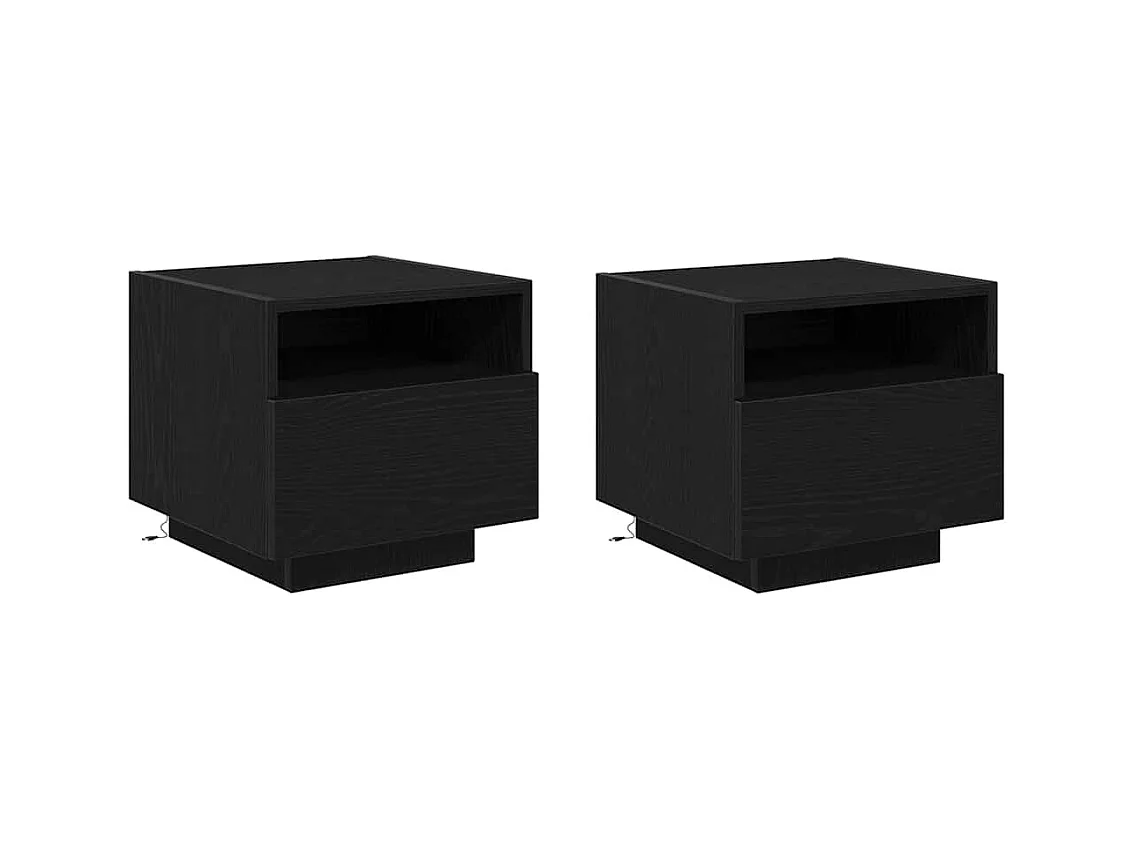 Mesita de Noche | Mesa auxiliar 2 uds. Roble negro 40x39x37 cm Madera contrachapada