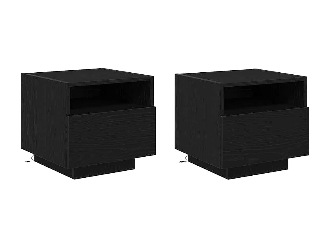 Lot de 2 Tables de chevet avec tiroir Chêne noir 40x39x37 cm