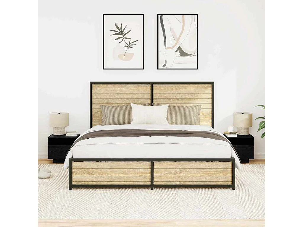 Lot de 2 Tables de chevet avec tiroir Chêne noir 40x39x37 cm