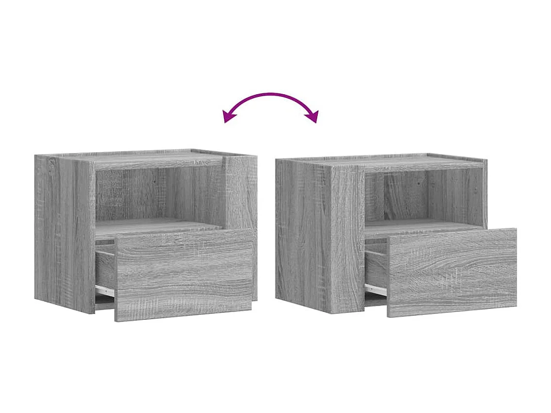 Mesa de cabeceira de parede 45x30x35 cm cinzento sonoma