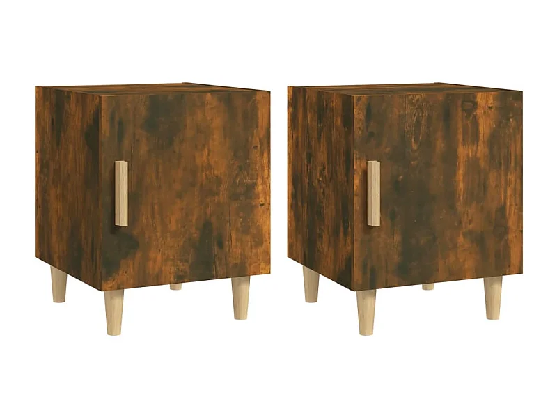 Mesitas de noche | Mesilla de noche 2 uds madera contrachapada color roble ahumado