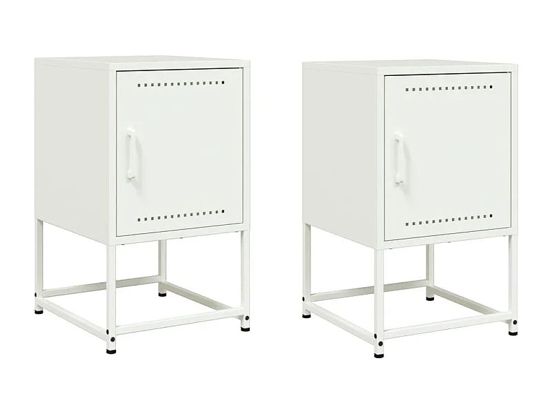 Tables de chevet lot de 2 avec tiroirs blanc 36x39x60,5 cm acier