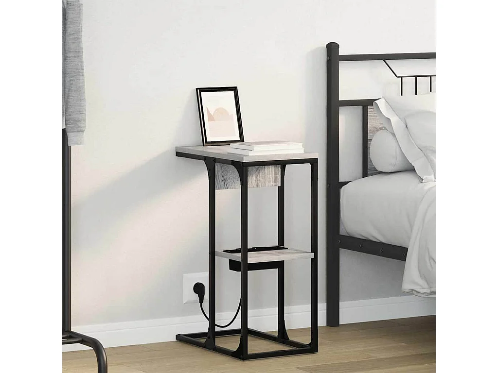 Mesa de Noche | Mesa auxiliar | Mesita de noche Gris sonoma 41.5x26x60.5 cm