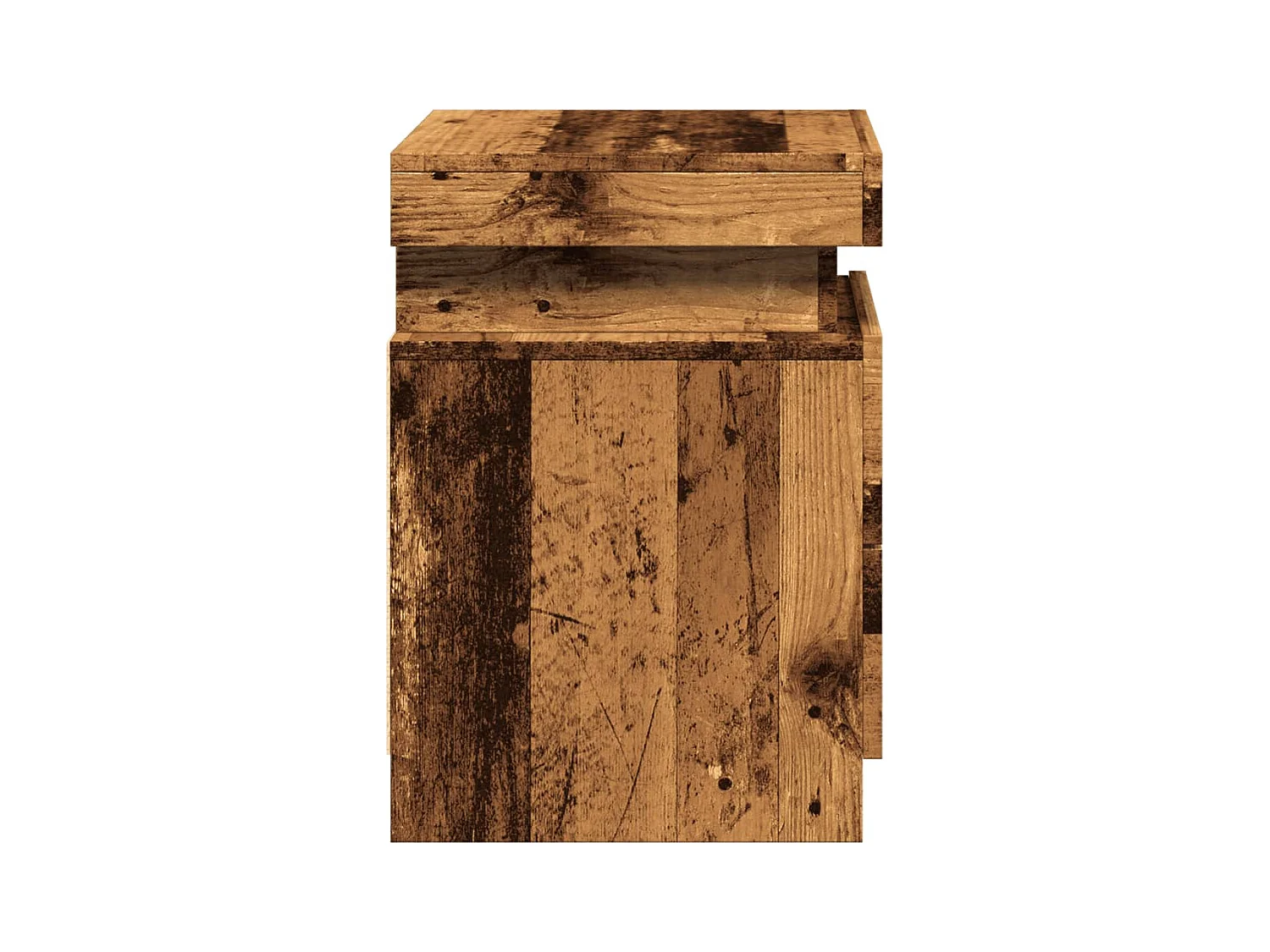 Mesita de noche | Mesilla de noche con LED madera ingeniería envejecida 35x39x55cm