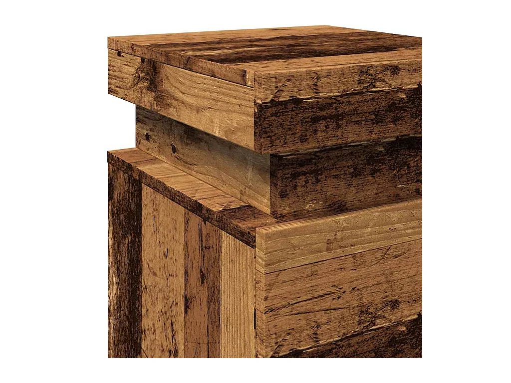 Mesita de noche | Mesilla de noche con LED madera ingeniería envejecida 35x39x55cm