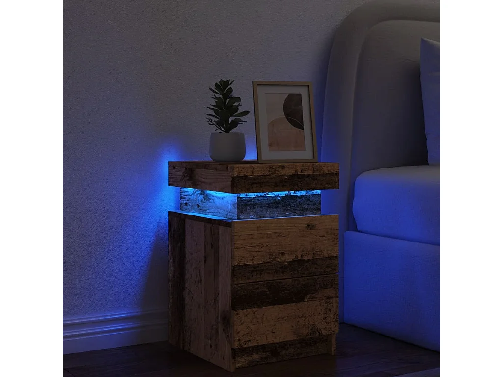 LED-Nachttisch Altholz-Optik 35x39x55 cm Holzwerkstoff SHL50735