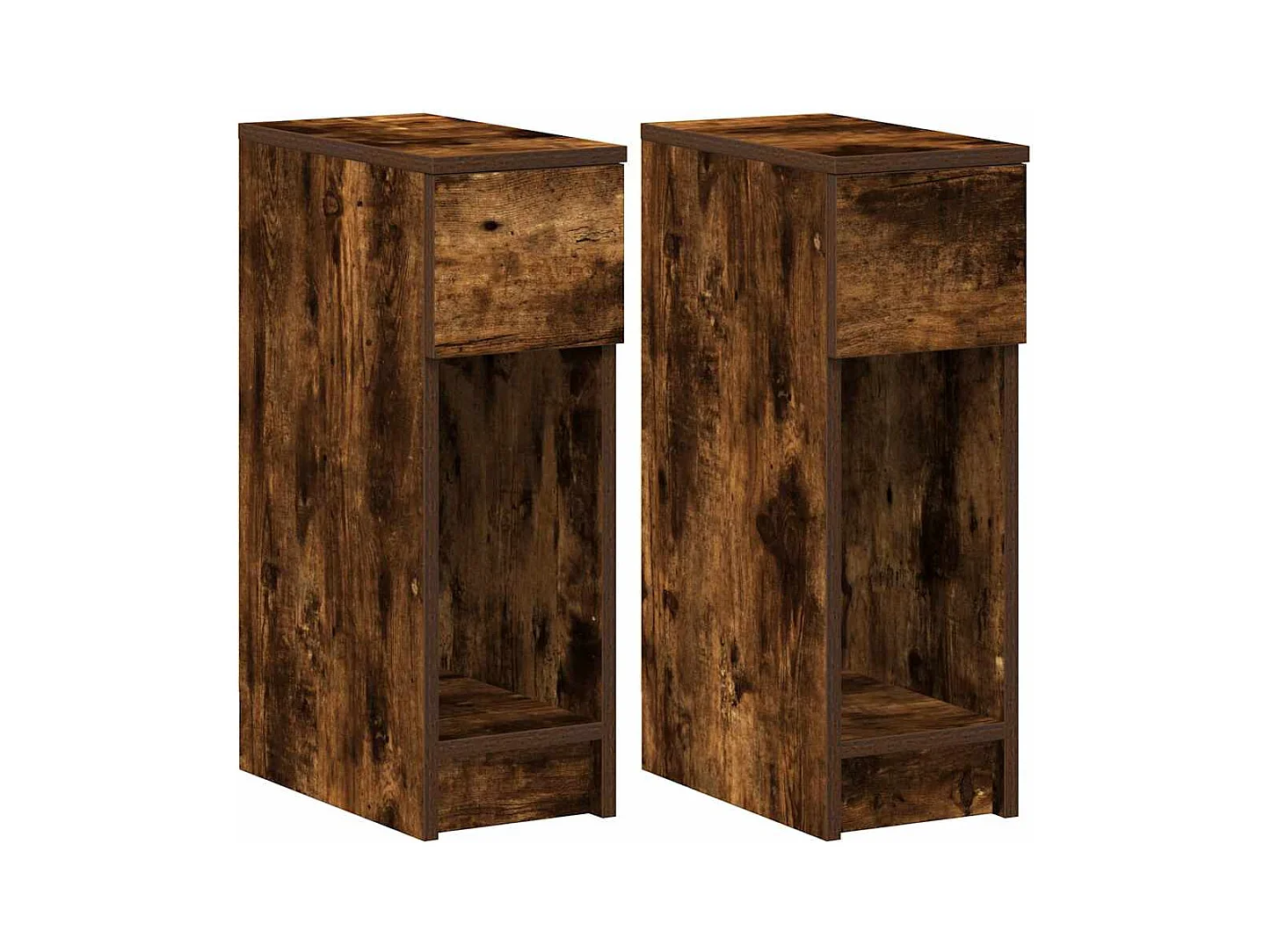 Mesillas de noche | Mesita de noche con cajón 2 uds roble ahumado 20x36x60 cm