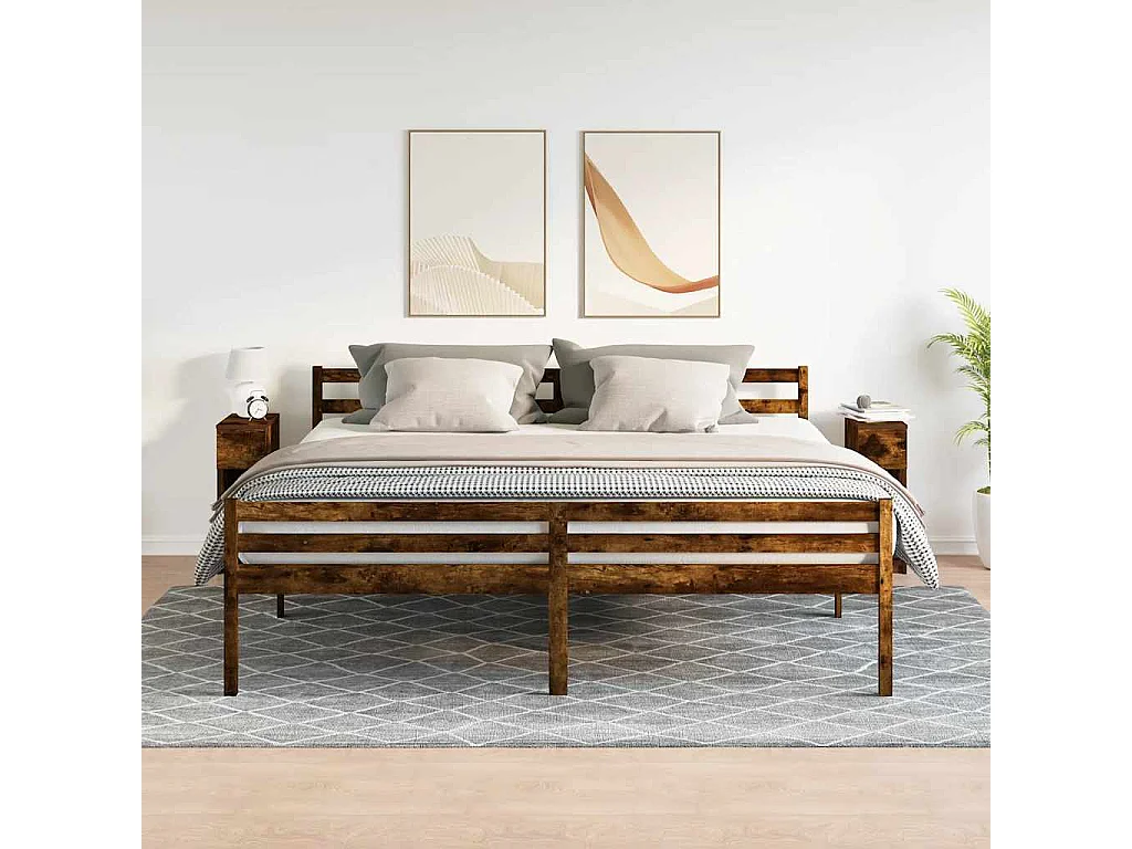 Lot de 2 Tables de chevet avec tiroir chêne fumé 20x36x60 cm