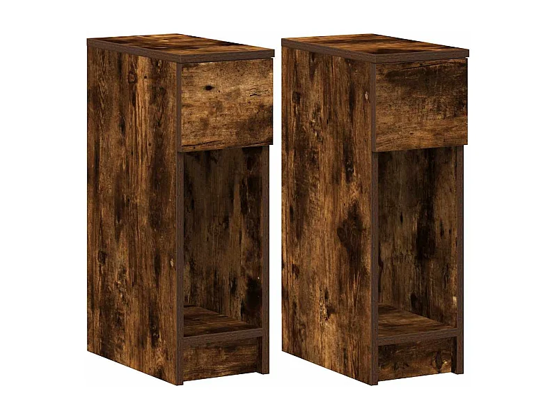 Mesillas de noche | Mesita de noche con cajón 2 uds roble ahumado 20x36x60 cm