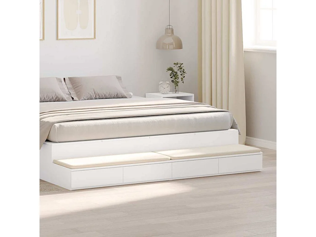 Gavetas de cama Branco 200x36.5x16.5 cm Madeira processada