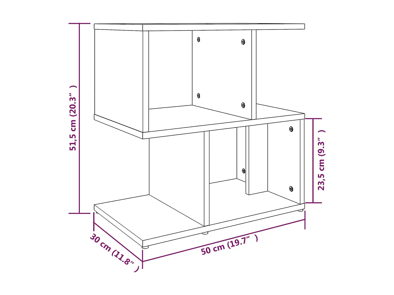 Table de chevet-Table d'appoint-Table de nuit Sonoma gris 50x30x51,5 cm Bois d'ingénierie